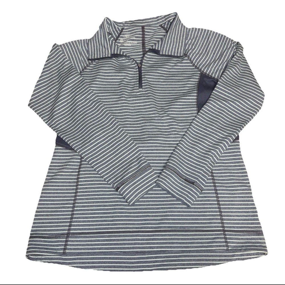 T By Talbots Upf 50+ Protection Med. Pullover 1/4 Zip Navy Nautical Preppy Women